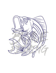 handrawn fishing logo illustration, grunge with text brave and fishing