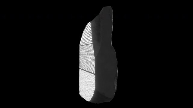CGで作成したロゼッタストーンが回転する映像。文字盤は本物とは異なります。文字盤が光ることにより、幻想的なイメージになっています。