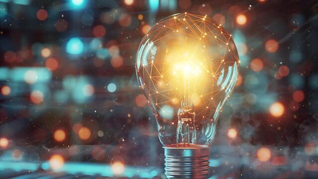 light bulb with network structure seamless looping overlay 4k virtual video animation background