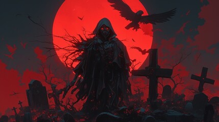 skeleton in the cemetery