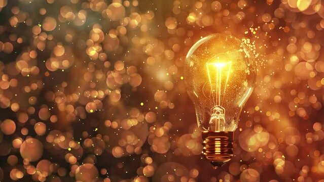 realistic lightbulb with blurred lights at the background seamless looping overlay 4k virtual video animation background