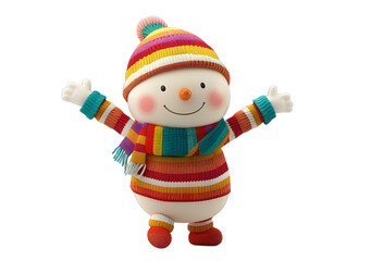 [Transparent Background PNG]Happy Snowman Colorful Winter