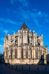 Tours street view, city on Central Loire valley, cathedral of Tours, dedicated to Saint Gatien,...