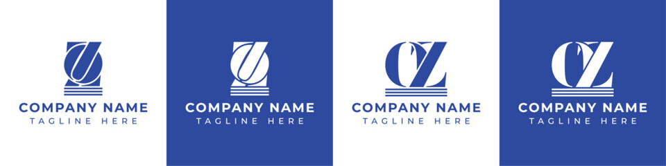 Letters OZ and ZO Pillar Logo Set, suitable for business with ZO and OZ related to Pillar