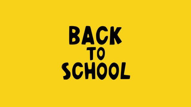 animated back to school text on a yellow background.