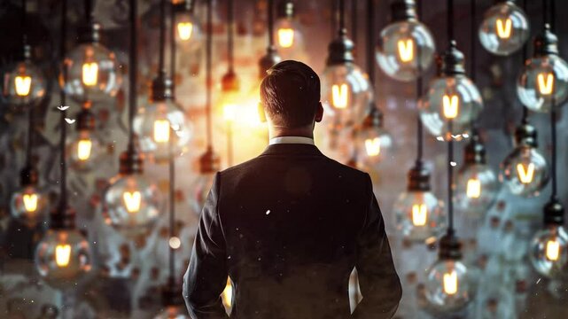 protect light bulb creative new ides business concept seamless looping overlay 4k virtual video animation background