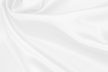 Naklejka premium White fabric texture background, detail of silk or linen pattern.