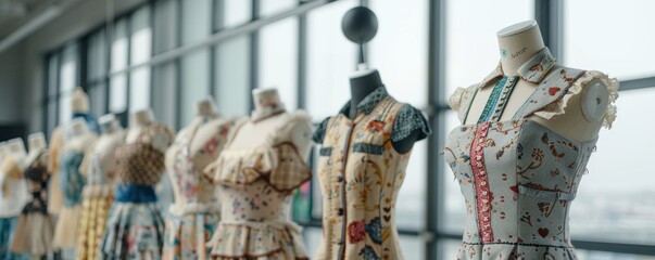 Obraz premium Eco-Friendly Upcycled Fashion Show: Innovative Sustainable Clothing Designs Promoting Circular Economy in Textiles