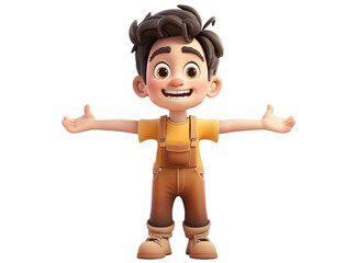 [Transparent Background PNG]A 3D illustration of a happy cartoon boy