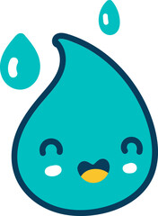 cartoon illustration of a water drop with cute face