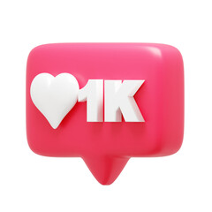 1K Like Notification 3d Icon Left
