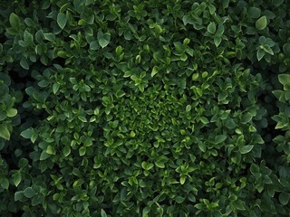 Obraz premium A symmetrical arrangement of vibrant green leaves, perfectly aligned at the edges, creating a frame around the central space.