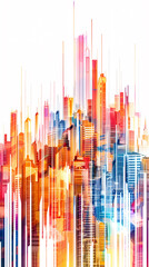 Abstract digital illustration of a city skyline