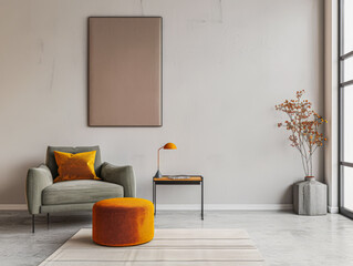 Luxurious apartment interiors with ample spaces, big windows providing natural lighting and elegant minimalist furniture. Luxury property interiors composition for home decor.