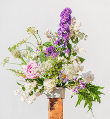 Flower arrangement on the white background