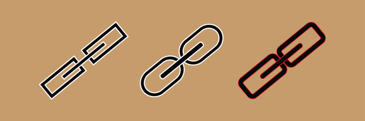 Internet URL or webpage url link icons set. Chain, link icon vector isolated on white background