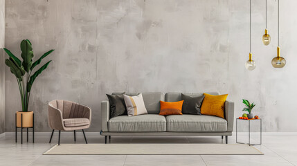 Luxurious apartment interiors with ample spaces, big windows providing natural lighting and elegant minimalist furniture. Luxury property interiors composition for home decor.