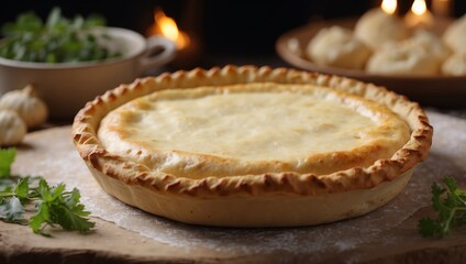Kalitsounia kaltsounia pies traditional Cretan dough with mizithra cheese background Above view.