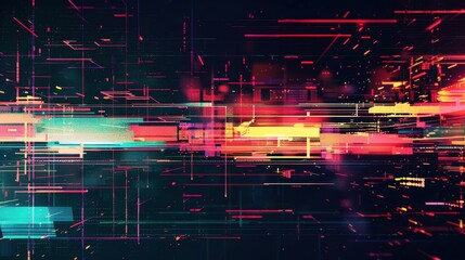 Colorful, abstract digital art with neon lines