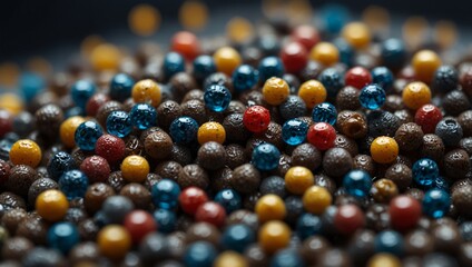 Small Plastic pellets on the finger Micro plastic Water pollution.