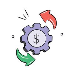 Dollar coin with cogwheel showing concept vector of money management