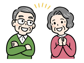 元気に喜ぶシニア夫婦