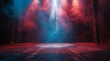 The abstract vector design of the backdrop added a vibrant touch to the stage, enhancing the lighting and spotlight effects, and elevating the overall scene of the theater show, concert, and entertain