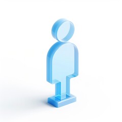 Fototapeta premium Blue business icons made of frosted glass, 3d icon of a man
