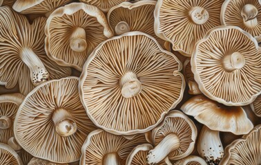 Close Up View of Brown Mushrooms With Gills