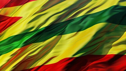 Fototapeta premium Zimbabwe Flag Fluttering in Detailed 3D IllustrationRealistic Texture