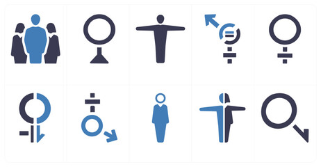 A set of 10 gender icons as Symbol, pride, bisexual