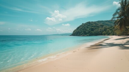 Fototapeta premium Beautiful Serene Tropical BeachClear Blue Sea - Tranquil Ocean Paradise Landscape