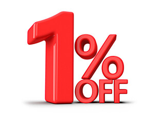 Discount 1 Percent Off Sale Red Number 3D Render