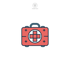Obraz premium First Aid Kit Icon symbol vector illustration isolated on white background