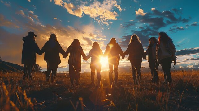 People Holding Hands in Prayer Circle for Spiritual Unity and Peace.
