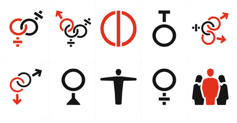 A set of 10 gender icons as Symbol, pride, bisexual