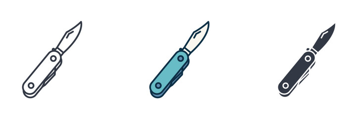 Swiss camping pocket knife Icon symbol vector illustration isolated on white background