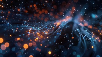 Obraz premium A colorful, glowing, and abstract image of a spiral with blue and orange lights. Generate AI image