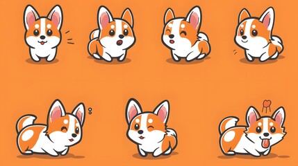 Howling corgi dog vector cartoon illustration. Cute friendly red and white welsh corgi sitting puppy isolated on white. Pets, animals, dogs theme design element in simple cartoon style. 