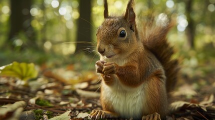 Compassionate disabled squirrel finding solace in nature's embrace.