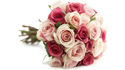 Close-up of bridal bouquet of roses for wedding day isolated on a transparent background