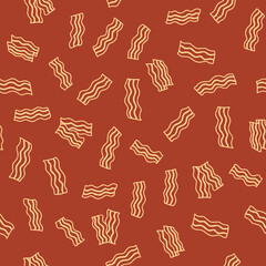 Outline Bacon Seamless Pattern Vector illustration for Print, Wallpaper, Decoration.