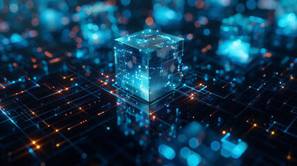 Futuristic Digital Blockchain Technology Concept

