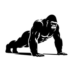 Strong gorilla in push up stance Vector Logo © Droj