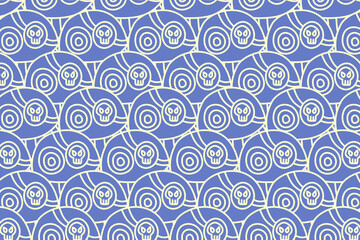 Skull Swirls in Blue and Cream