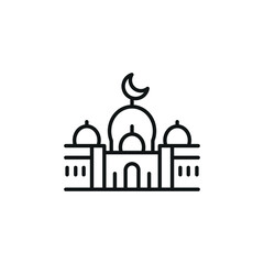 Mosque icon. Simple depiction of a mosque, often used to represent Islamic places of worship or cultural landmarks. Vector illustration