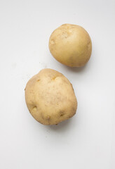 White background with brown potato.