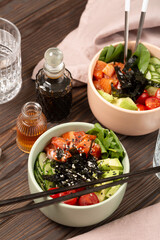 Poke bowl with salmon
