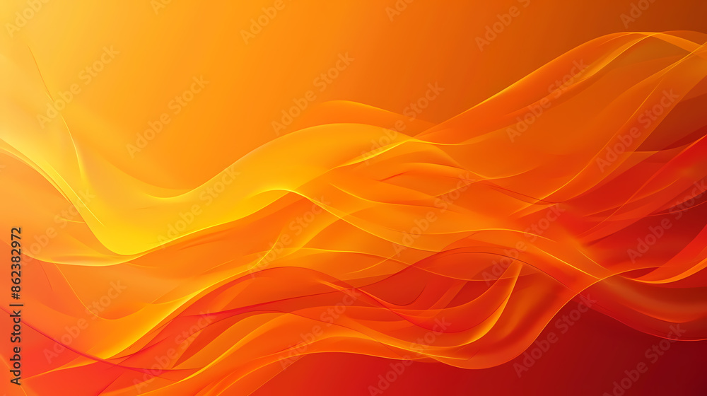 Wall mural Vibrant abstract background with flowing orange and yellow waves creating a dynamic and energetic atmosphere.