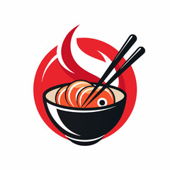Chopstick Swoosh Bowl logo icon design for a Japanese seafood restaurant